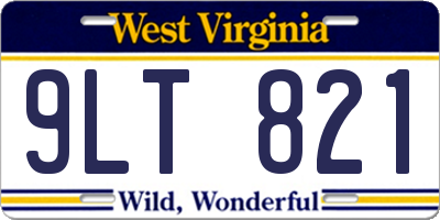 WV license plate 9LT821