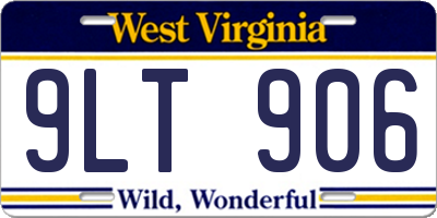 WV license plate 9LT906