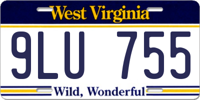 WV license plate 9LU755