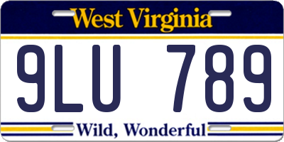 WV license plate 9LU789