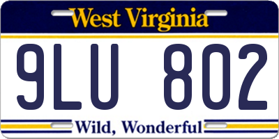 WV license plate 9LU802