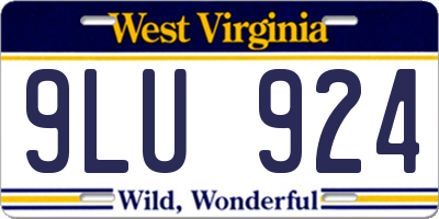 WV license plate 9LU924