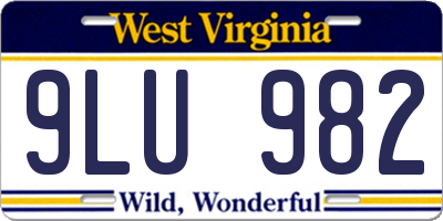 WV license plate 9LU982