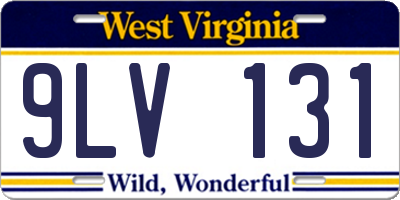 WV license plate 9LV131