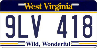 WV license plate 9LV418