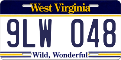 WV license plate 9LW048