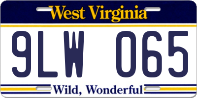 WV license plate 9LW065