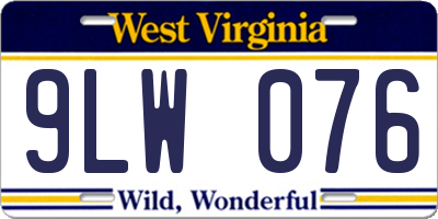 WV license plate 9LW076