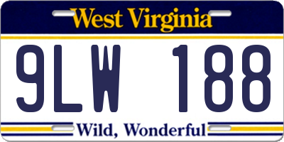 WV license plate 9LW188