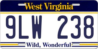 WV license plate 9LW238