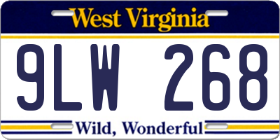 WV license plate 9LW268