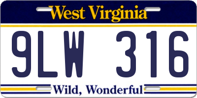 WV license plate 9LW316