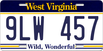 WV license plate 9LW457
