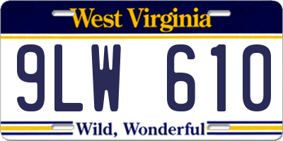 WV license plate 9LW610