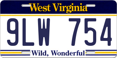 WV license plate 9LW754