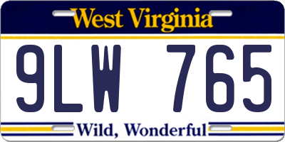 WV license plate 9LW765