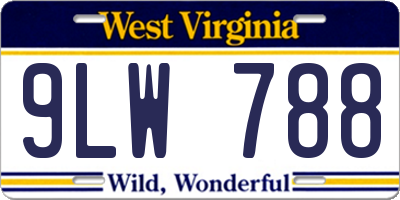 WV license plate 9LW788