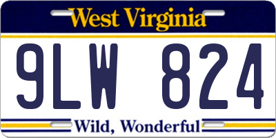 WV license plate 9LW824