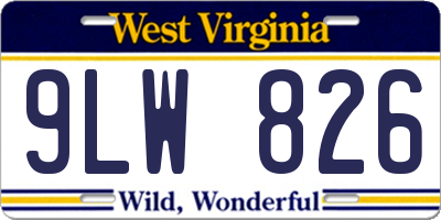 WV license plate 9LW826