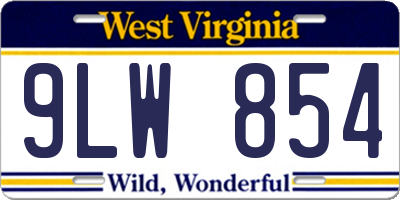WV license plate 9LW854