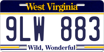 WV license plate 9LW883