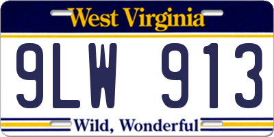 WV license plate 9LW913