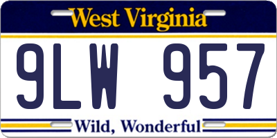 WV license plate 9LW957