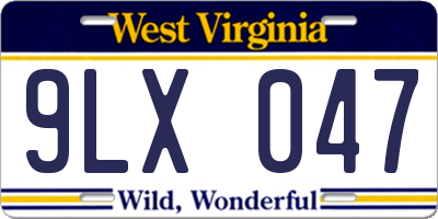 WV license plate 9LX047