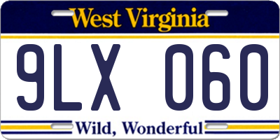 WV license plate 9LX060