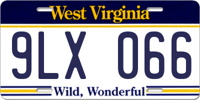 WV license plate 9LX066
