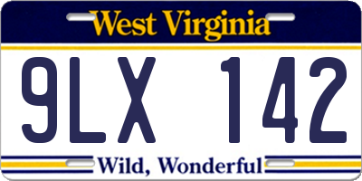 WV license plate 9LX142