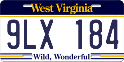 WV license plate 9LX184