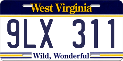 WV license plate 9LX311