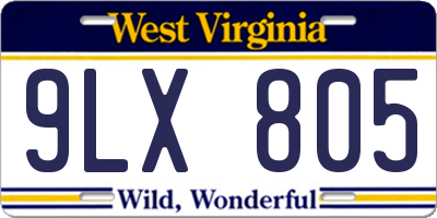 WV license plate 9LX805