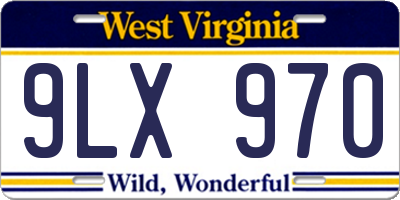 WV license plate 9LX970