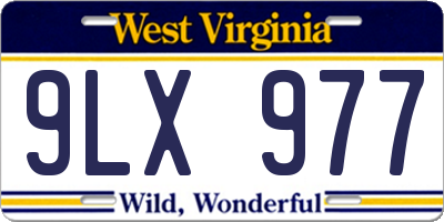 WV license plate 9LX977