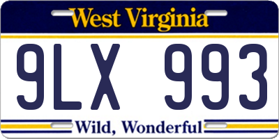 WV license plate 9LX993