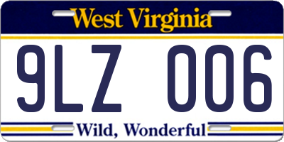 WV license plate 9LZ006