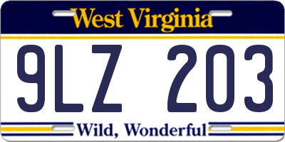 WV license plate 9LZ203
