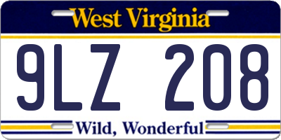 WV license plate 9LZ208