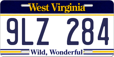 WV license plate 9LZ284