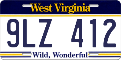 WV license plate 9LZ412