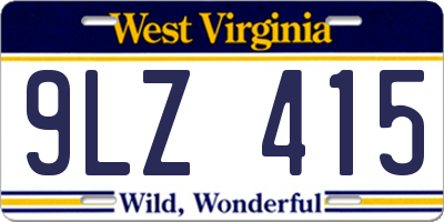 WV license plate 9LZ415