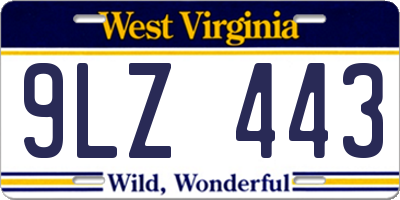 WV license plate 9LZ443