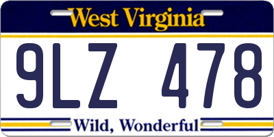WV license plate 9LZ478