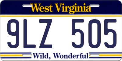 WV license plate 9LZ505