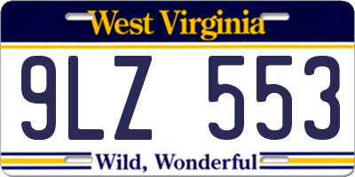 WV license plate 9LZ553