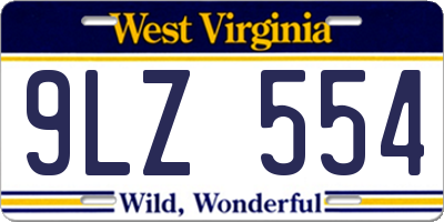 WV license plate 9LZ554