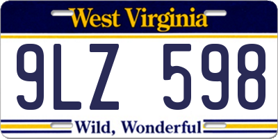 WV license plate 9LZ598