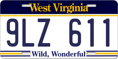 WV license plate 9LZ611